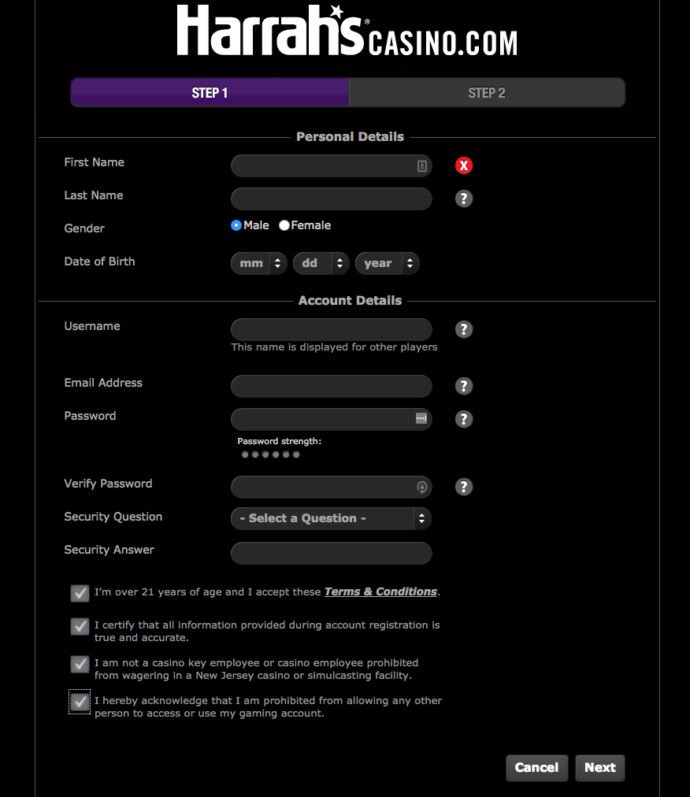 harrah's casino registration form