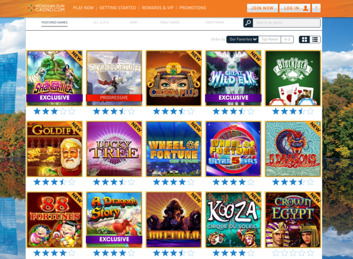 Mohegan Sun Offered Games